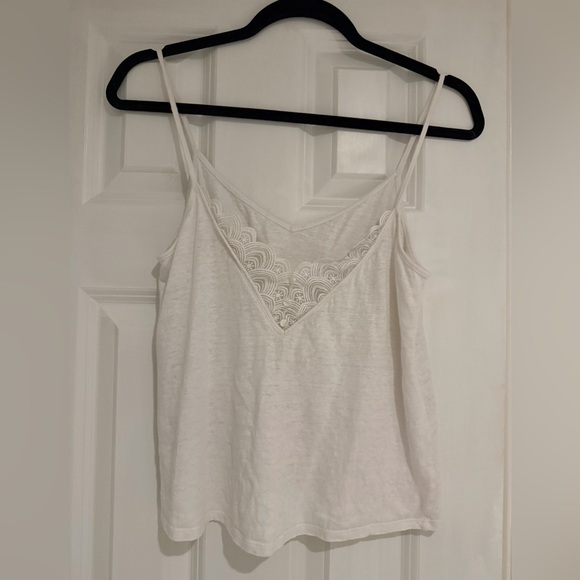 Sezane White Lace Detail Tank Top - Picture 1 of 3